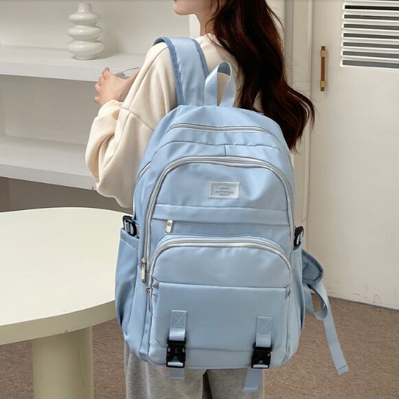Rucksack 5color Casual 鞄 バッグ リュックサック バックパック スクールバッグ 大容量 ポケット 多機能 ストリート アクティブ オシャレ 5色展開 ブルー ワイン ライトグレー ピンク ブラック 大人 カジュアル お出かけ 普段使い 通勤 通学 学生 旅行 男女兼用 ユニ