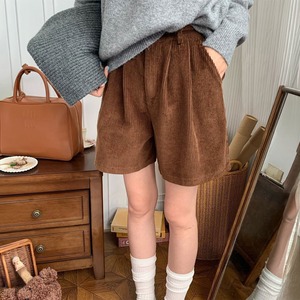 コーデュロイ ショートパンツ レディース 春秋冬 韓国 おしゃれ 大人 かわいい カジュアル ゆったり ハイウエスト Aライン 美脚 大人可愛い 大人女子 [LW-CCP021]