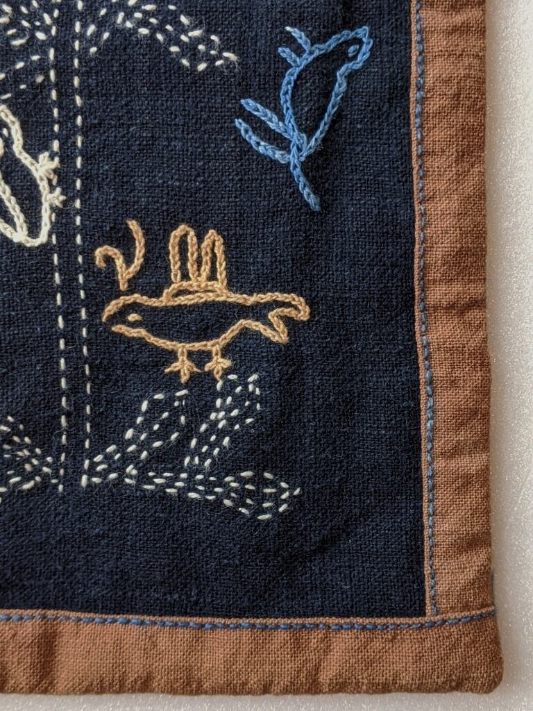 ラオス 布 レンテン族の刺繍画