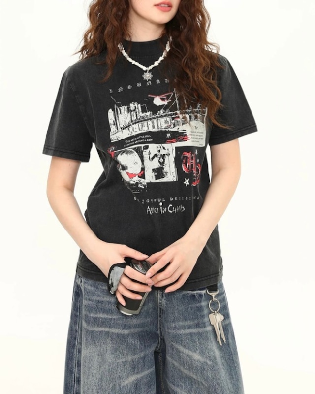 Graphic Print T-shirt［A0387］