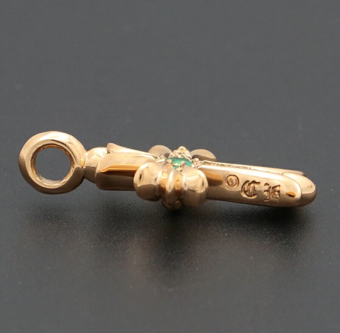 CHROME HEARTS クロムハーツ 22K エメラルド ファットクロス