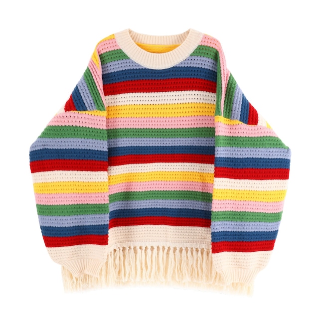 tassel multi border knit top J00035
