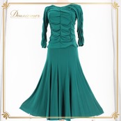 社交ダンス 衣装 スタンダード 上下セット ツーピース レッスンウェア パーティ衣装 Create-Sun クリエイトサン グリーン系 緑 トップス スカート 無地 エレガント フレッシュ 柔らかい 伸縮性 おしゃれ ダンス用 2ピース セットアップ 女性用 汗染み防止 撥水 ポリエステル 光沢 上品 スカート丈 靴下 コーディネート シンプル アクティブ