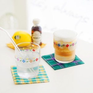 flower line glass cup 270ml / 韓国 レトロ フラワー コップ