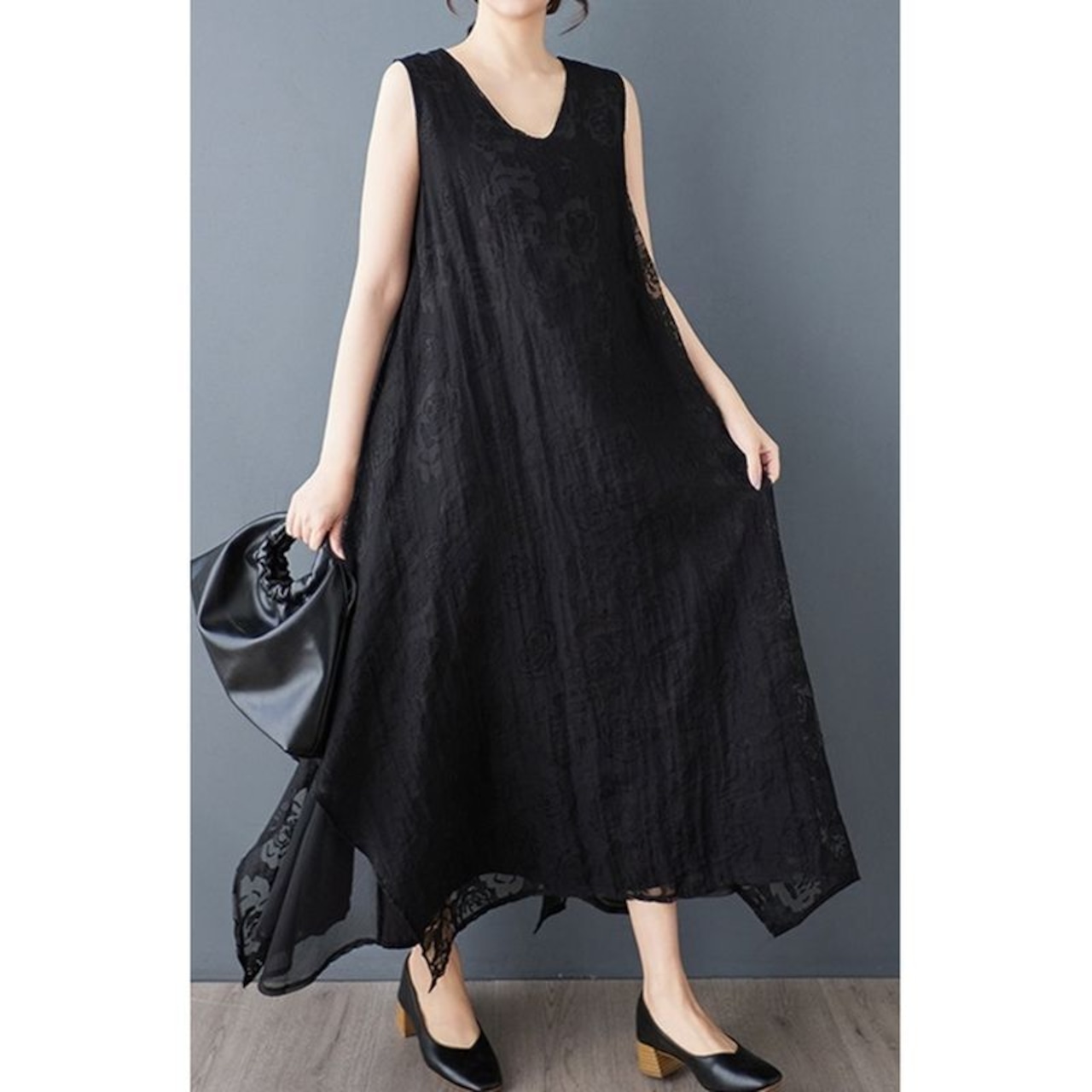 ローズ柄 レース マキシワンピース 30153