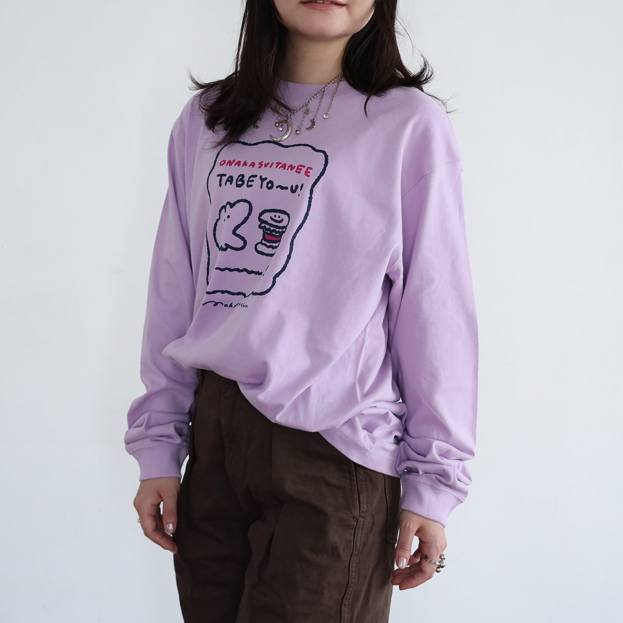 ハンバーガーとウサロンTEE/ラベンダー（MK-515) | もくもくちゃん公式