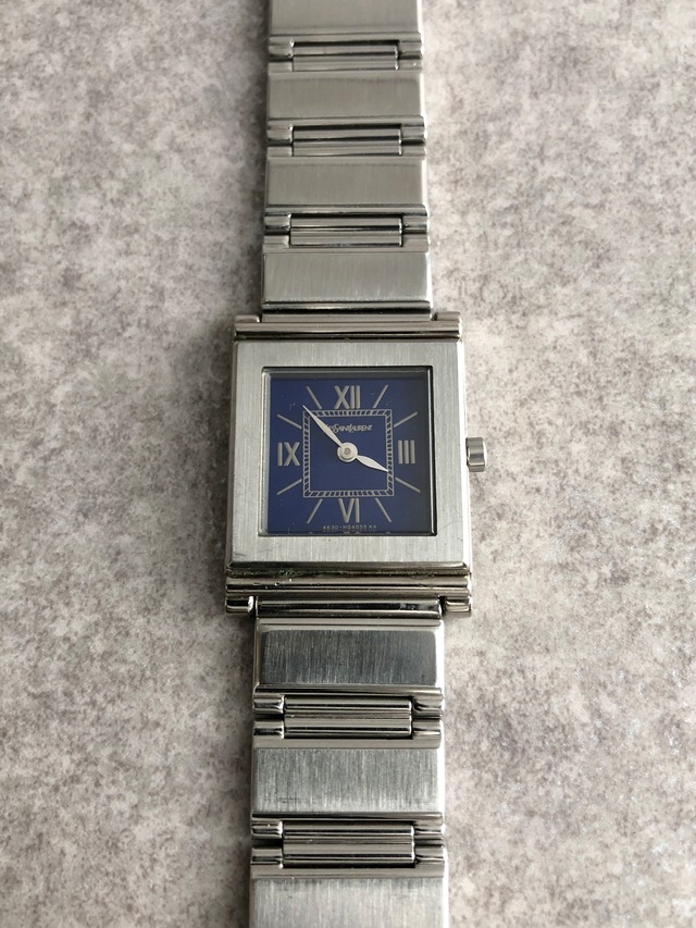 Yves Saint Laurent イヴ・サンローラン 腕時計 シルバー レクタンギュラー ステンレススチール クウォーツ vintage ヴィンテージ オールド c2rgcx