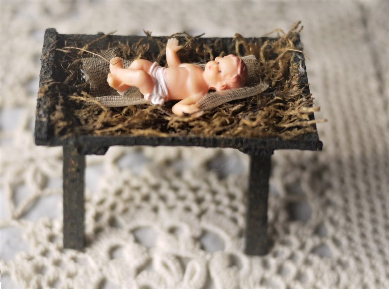 ヴィンテージドイツ クリッペ 赤ちゃんのイエス クリスマスオーナメント