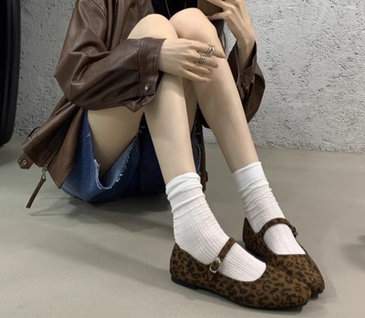 レオパード柄フラットシューズ