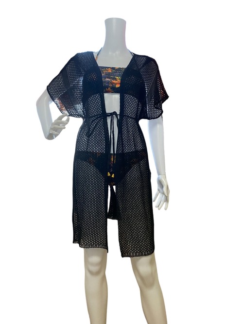 ブラジリアン ビーチカーディガン レースクロシェ風 ブラック