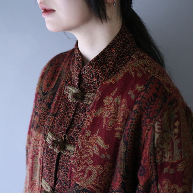 multi switching fabric pattern gobelin china shirt jacket