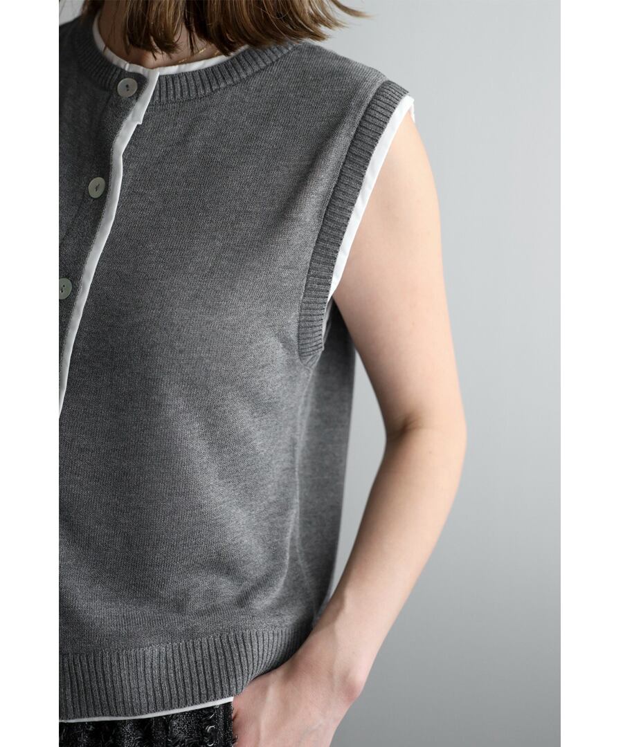 フェイクレイヤードニットベスト【t-10357】.