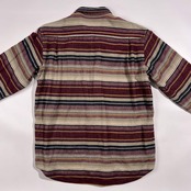 Crocodile クロコダイル ボーダー BD ボタンダウン 長袖 ネルシャツ M/ボルドー系 メンズ