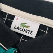LACOSTE ラコステ チェック 鹿の子 長袖 ポロシャツ 3/ブラック系 メンズ ファブリカ