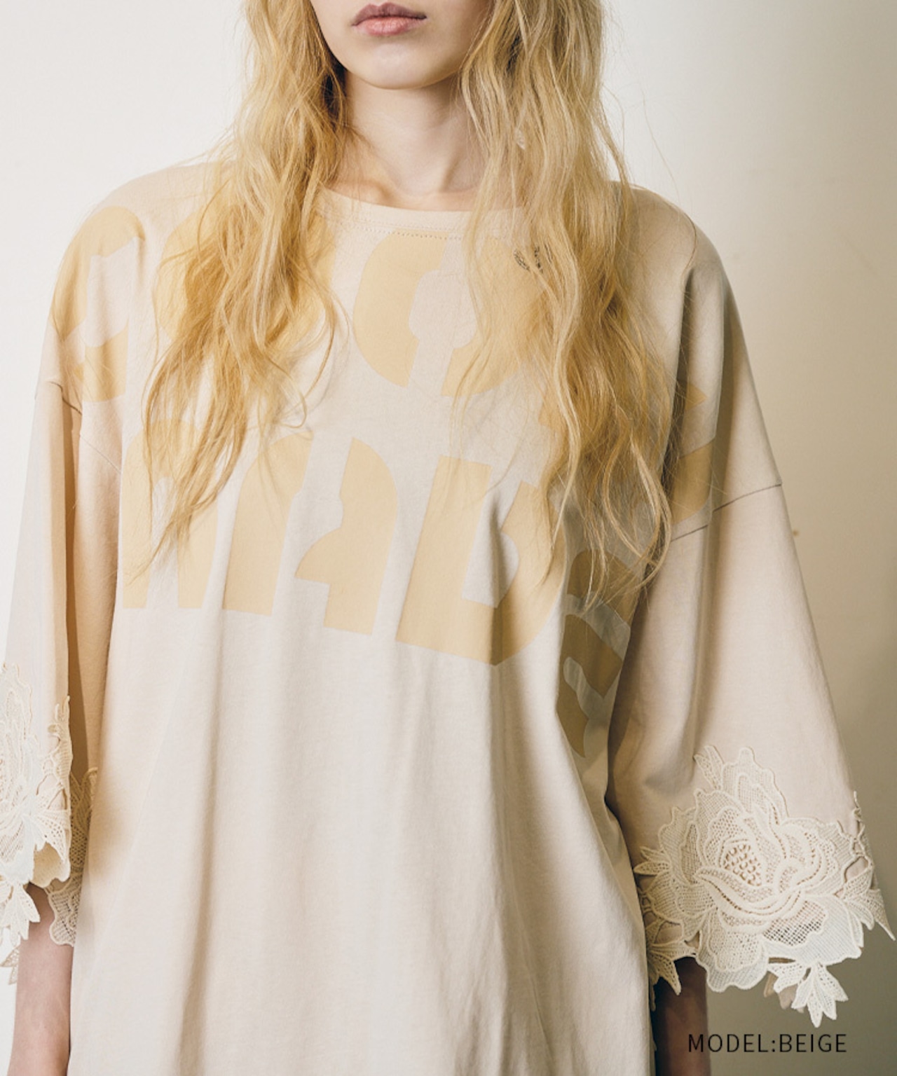 コネクテッドレースルーズTシャツ (BLACK) CQ-48023