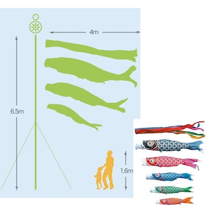 友禅ガーデンセット　４M８点セット（徳永鯉のぼり）