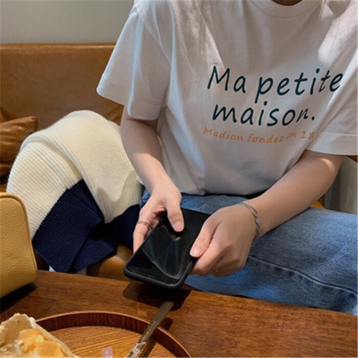 ホワイトTシャツ サマールーズトップス コットン 夏物 ピュア モンロー75167126644