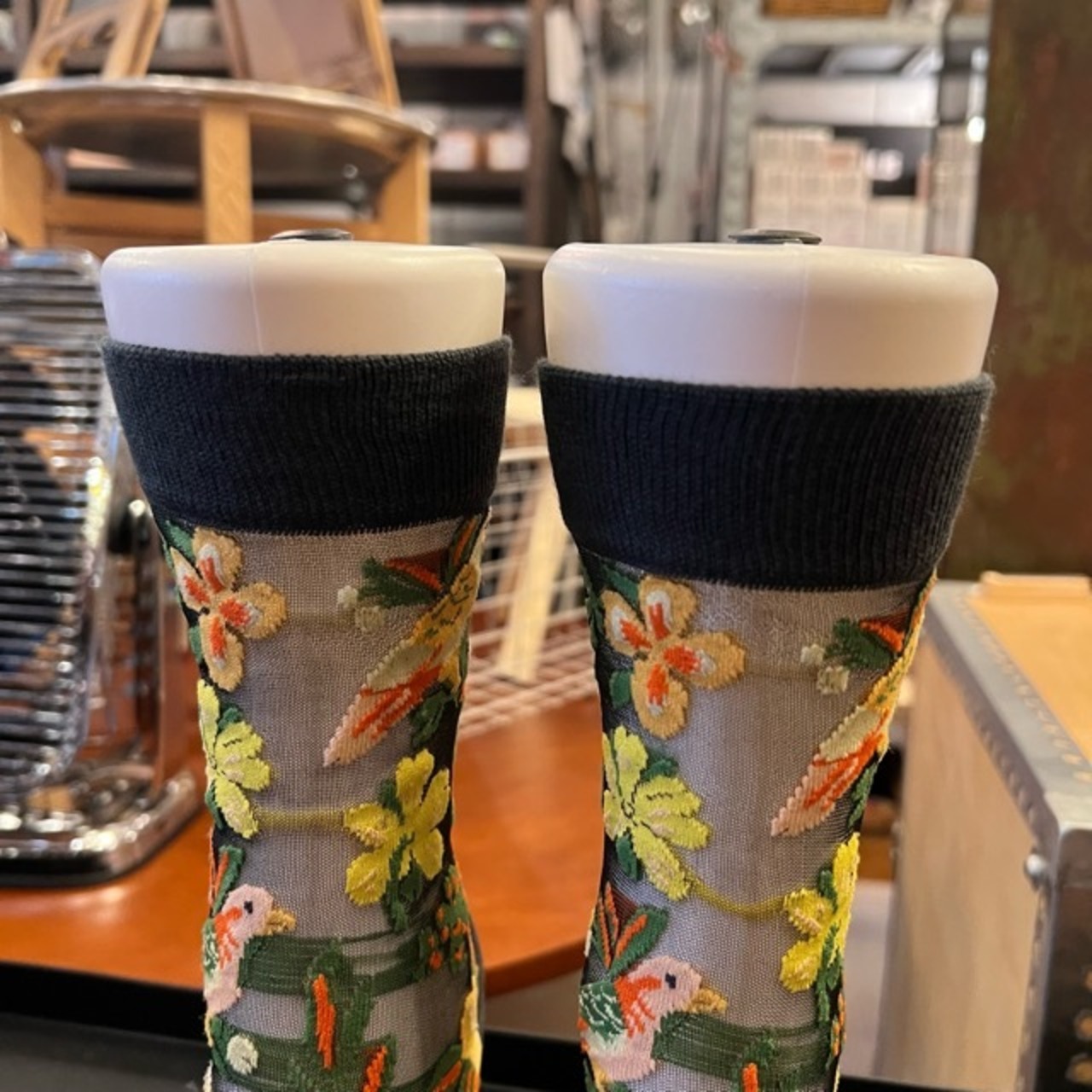TOPANGA Socks Lady's Sheer art socks  Botanical Bird　シアーアートソックス　ボタニカルバード　鳥　シースルー　レディースソックス　靴下　ギフト　
