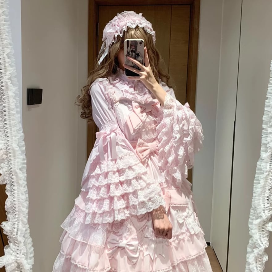 ロリータ服 ロリータファッション レースブラウス princess Chronicles ゴシック クラシカル クラロリ 秋冬 フリル パフスリーブ レディースシャツ 長袖ブラウス ロリータシャツ ロリータ