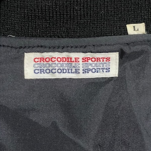 【CROCODILE SPORTS】日本製 スタジャン スタジアム ジャンパー ブルゾン 刺繍 ワッペン ツートンカラー ラインリブ ウール MADE IN JAPAN古着