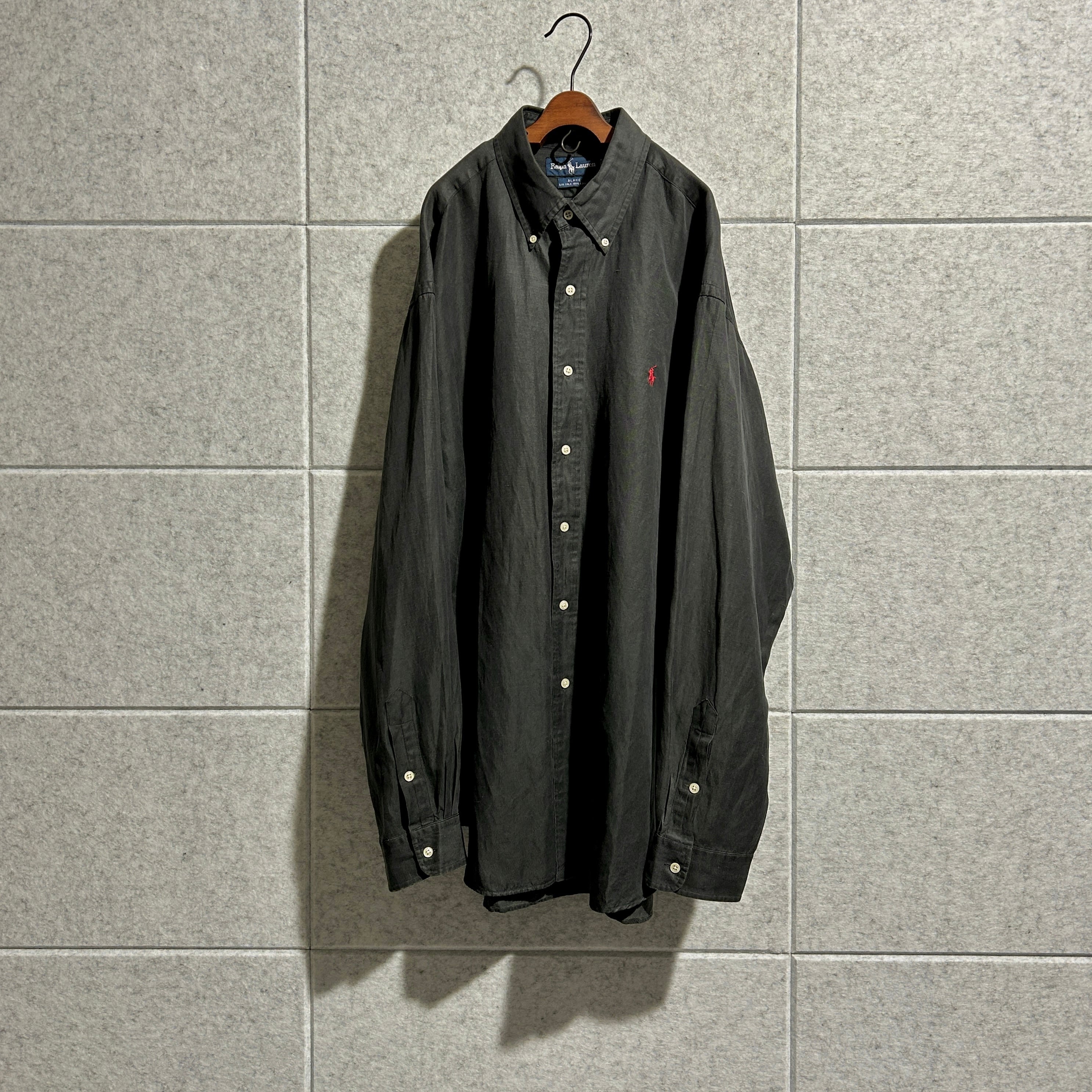 Ralph Lauren BLAKE シルクリネンシャツ ブラック Polo Ralph Lauren】【BLAKE】XL silk linen B.D.shirt ポロラルフ