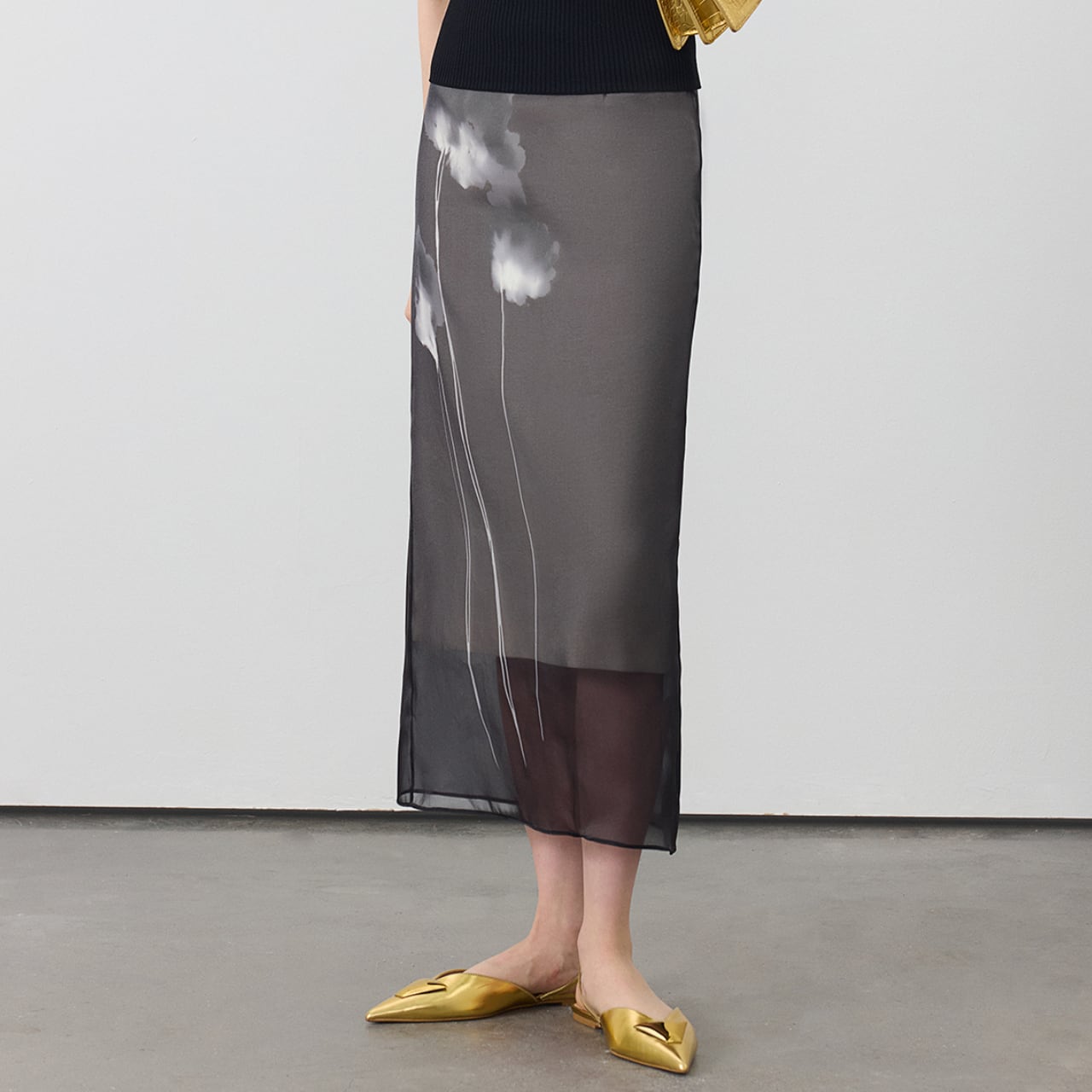 Artistic floral print long skirt S1147