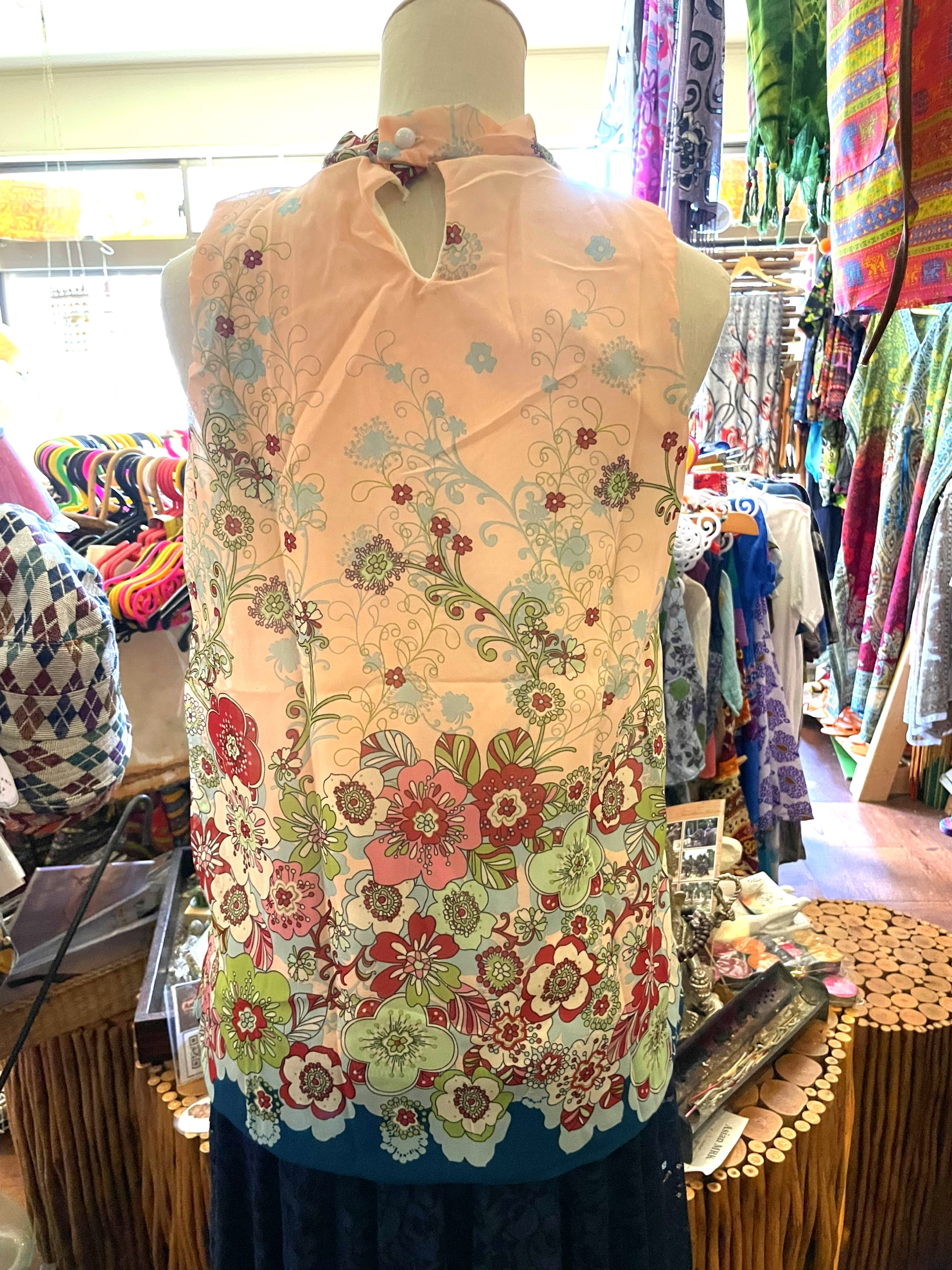 ノースリーブ チュニック シフォン ブラウス タンクトップ
