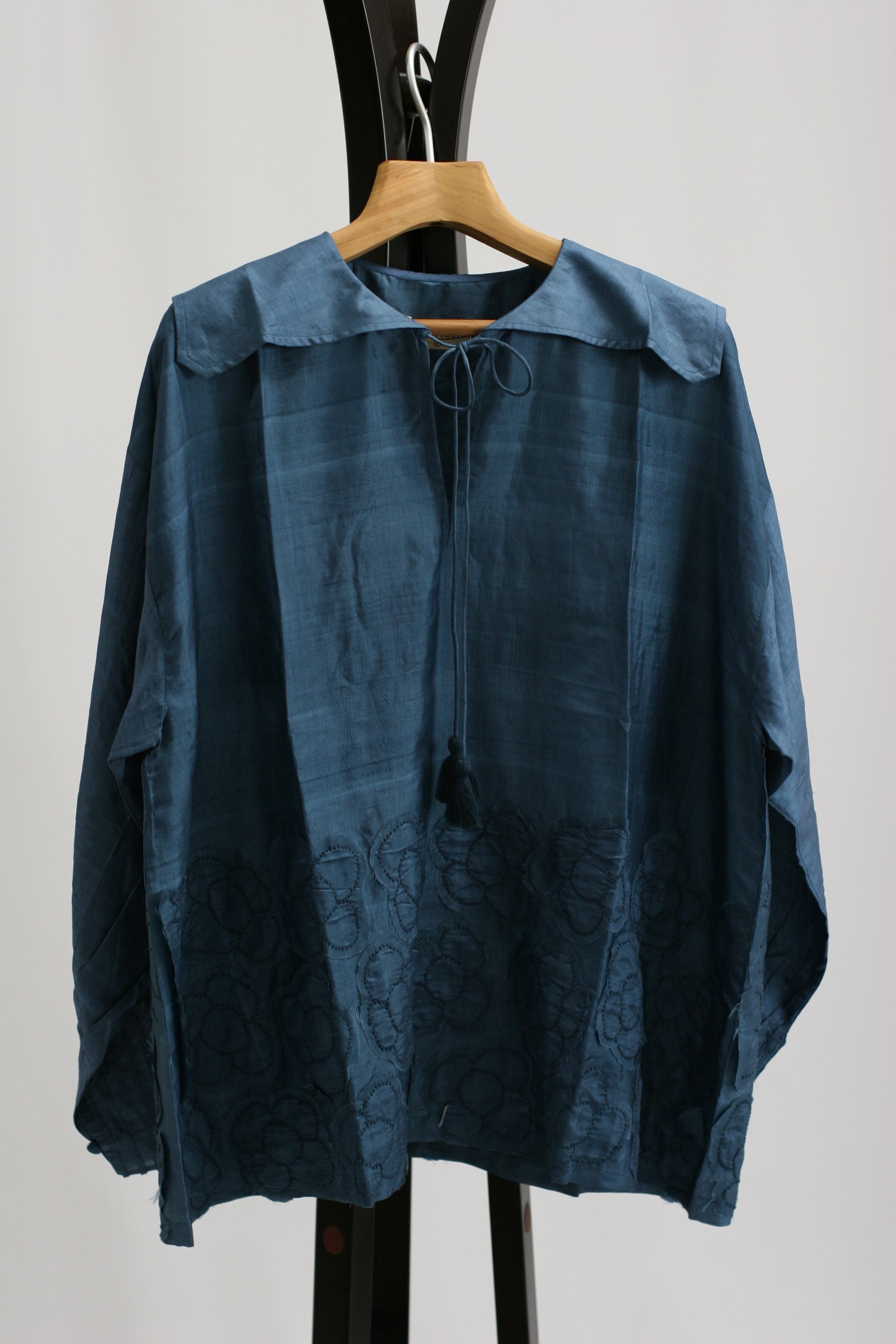 BUNON】 COTTON SILK RUFFLE STOLE off white / green | Le Nid de Lili