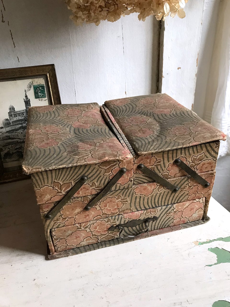 カルトナージュ ソーイングボックス 花柄ピンク | Brocante de La