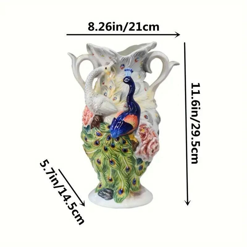 フラワーポット フラワーベース 花瓶 クラシック クジャク かわいい