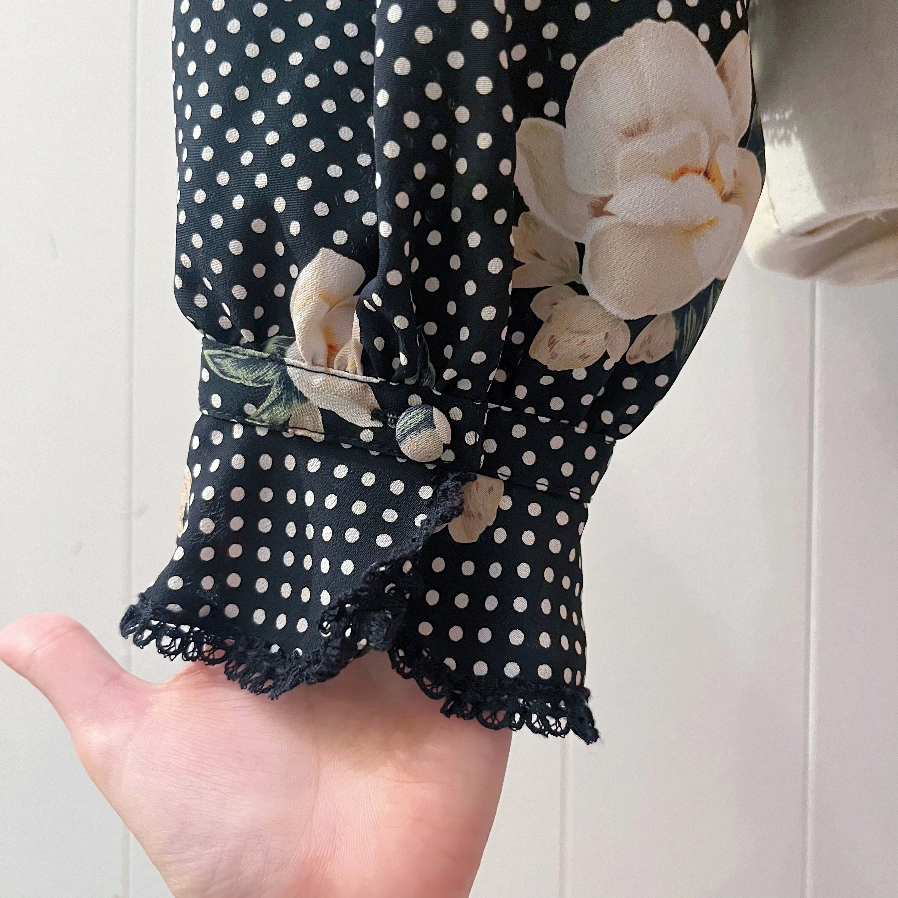 black dot flower peplum blouse