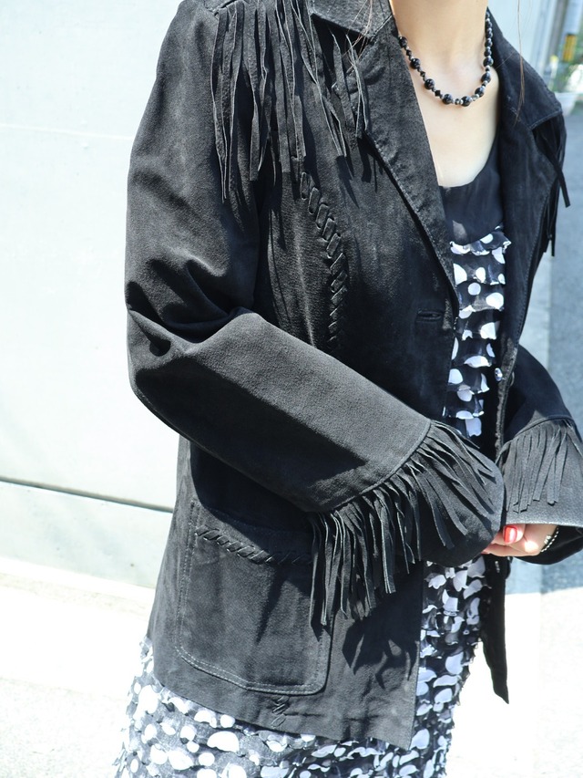 fringe leather jacket【1816】