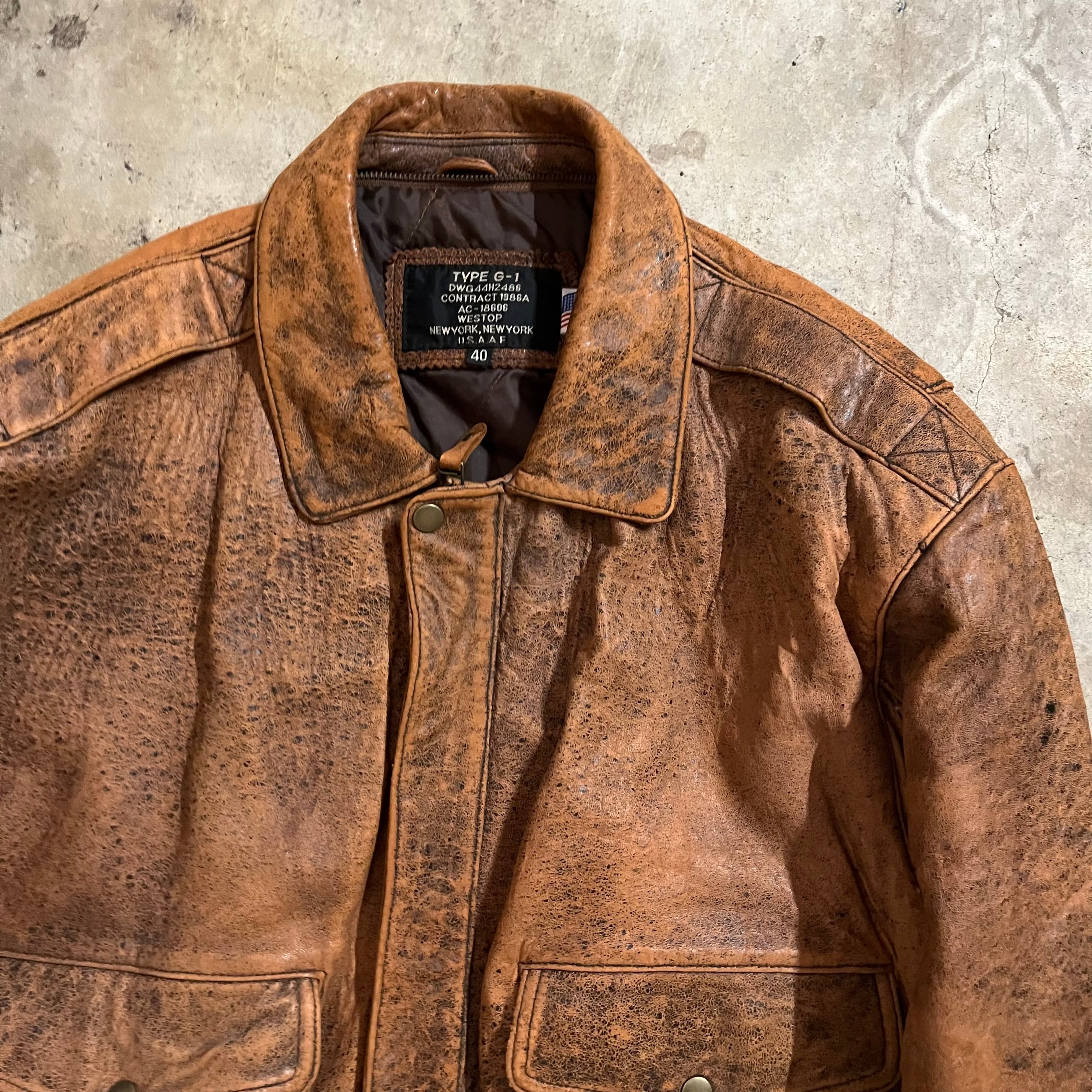 US_army〗80's made in USA G-1 short lamb leather flight jacket/80 ...