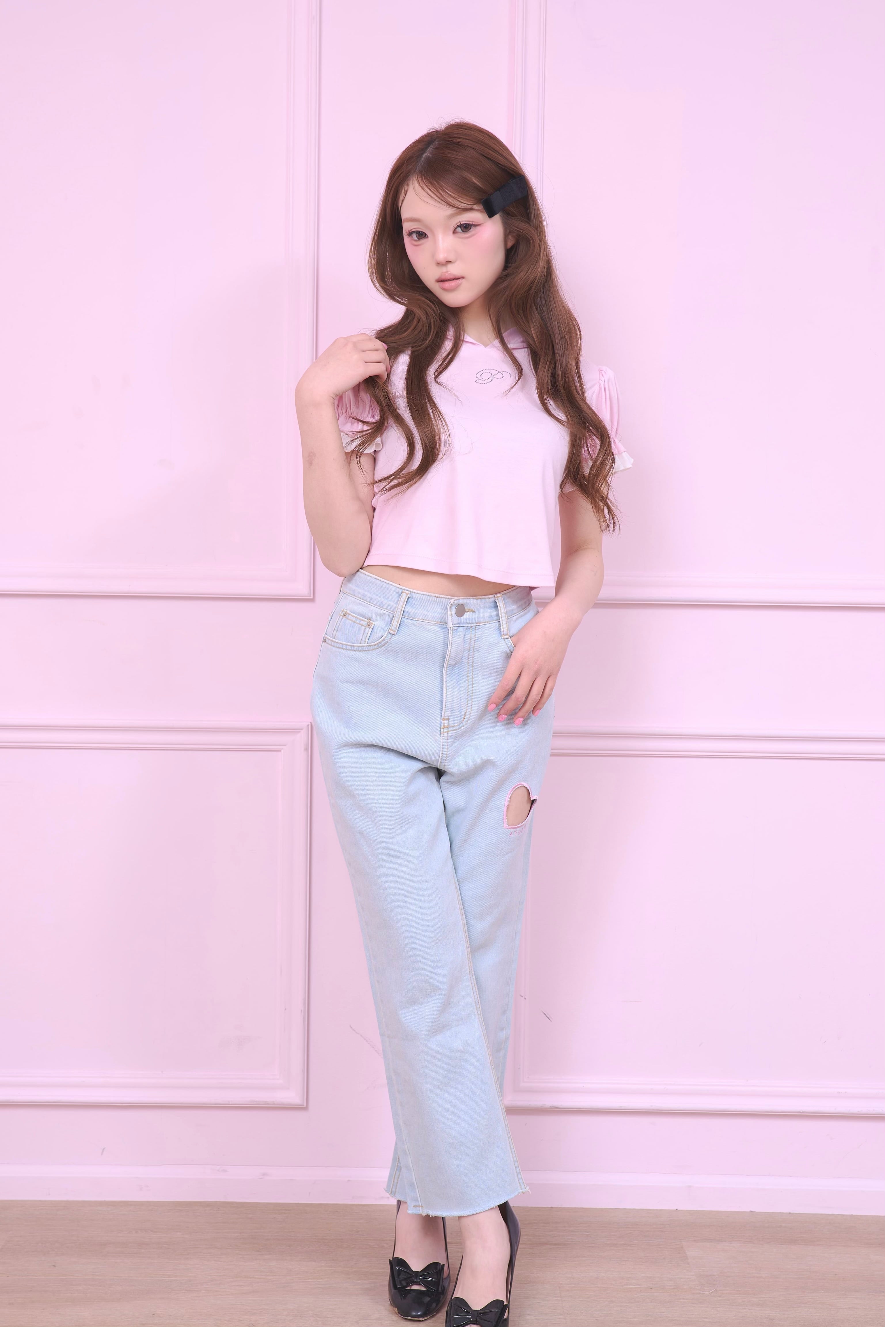 twinkle frill hoodie tops〈baby pink〉 | PRIMAVELY