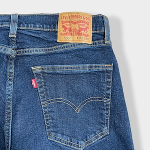 【LEVI'S】505 濃紺 デニム ジーパン ジーンズ ストレッチ テーパード ジッパーフライ W32 L30 リーバイス コロンビア製 US古着