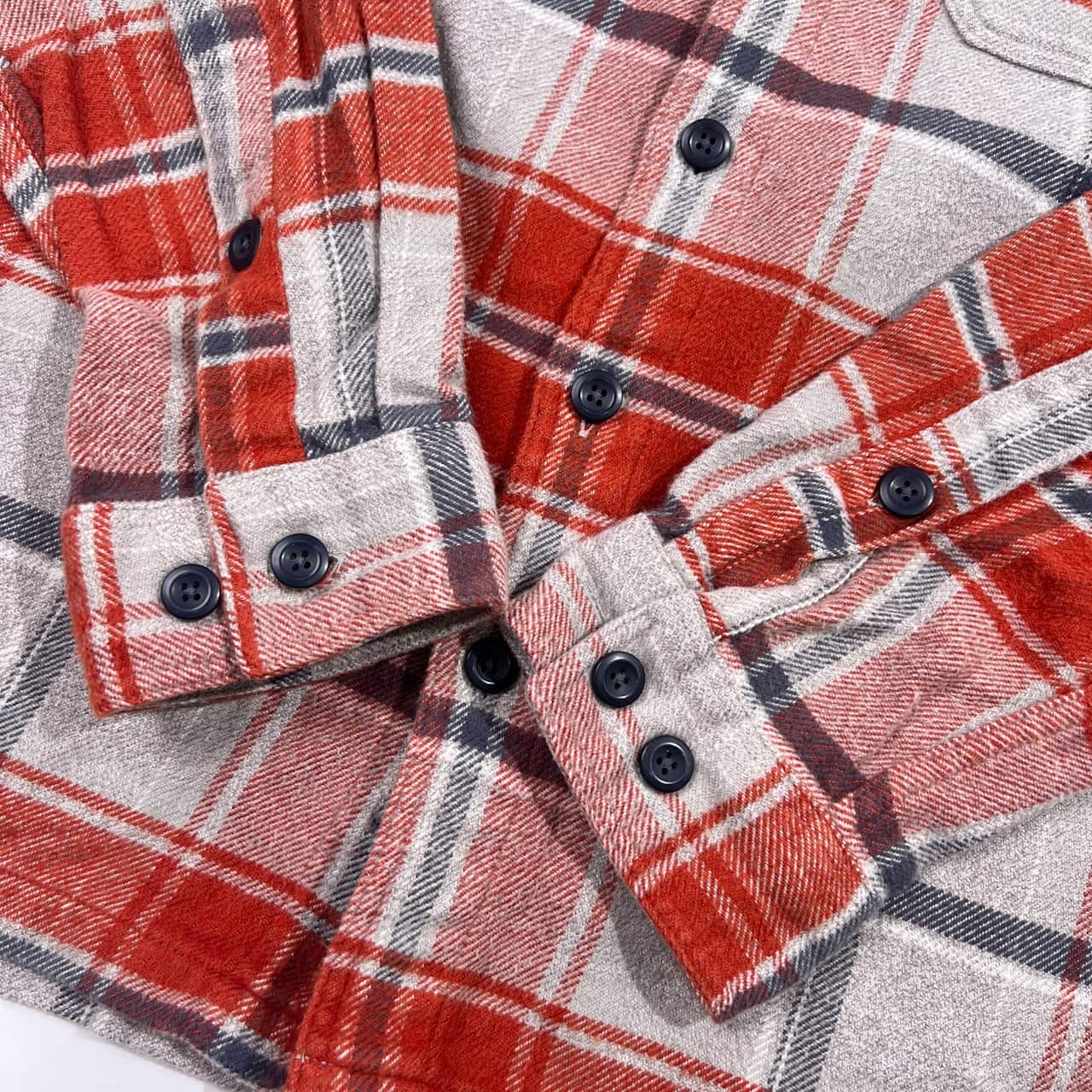 Patagonia パタゴニア チェック 長袖 ネルシャツ XS/オレンジ×グレー系