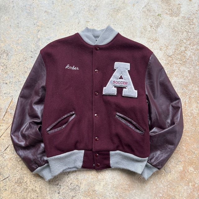 90s USA製 MECA SPORTSWEAR レザー切替 スタジャン