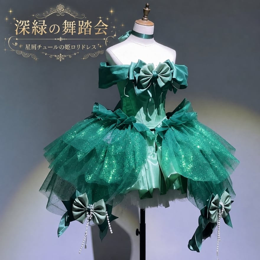 深緑の舞踏会 星屑チュールの姫ロリドレス