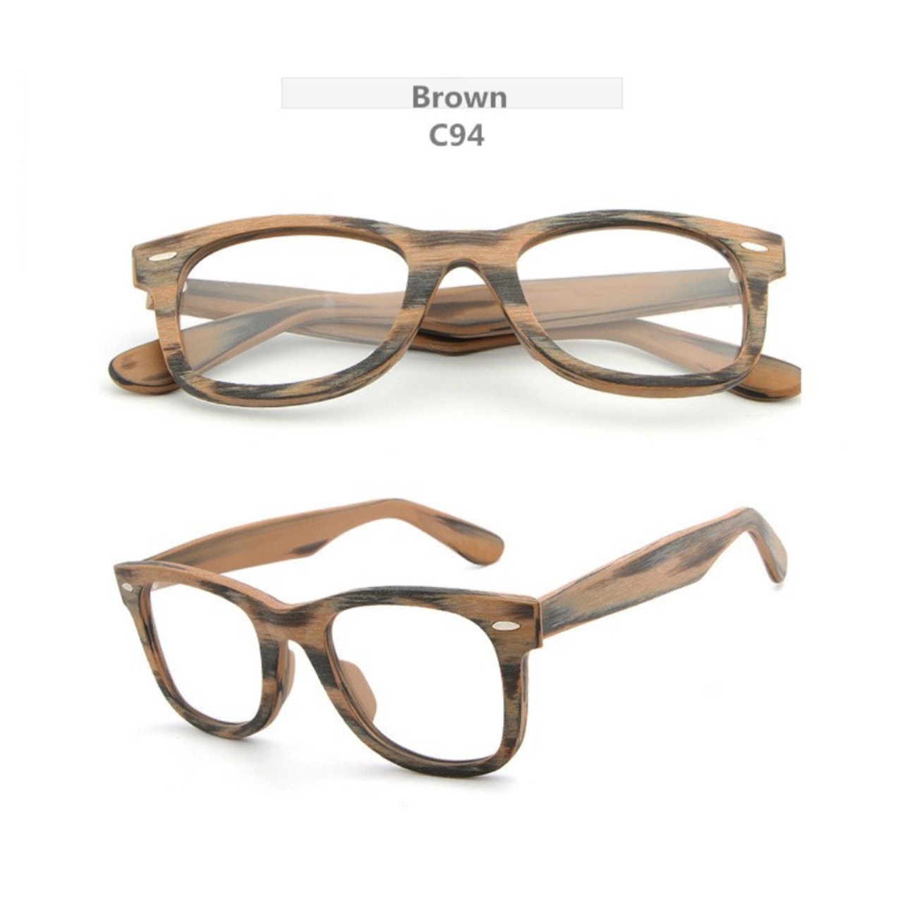 Wood Grain Wide Temple Glasses -wellington- / ウッド グレイン ワイド テンプル メガネ -ウェリントン-　