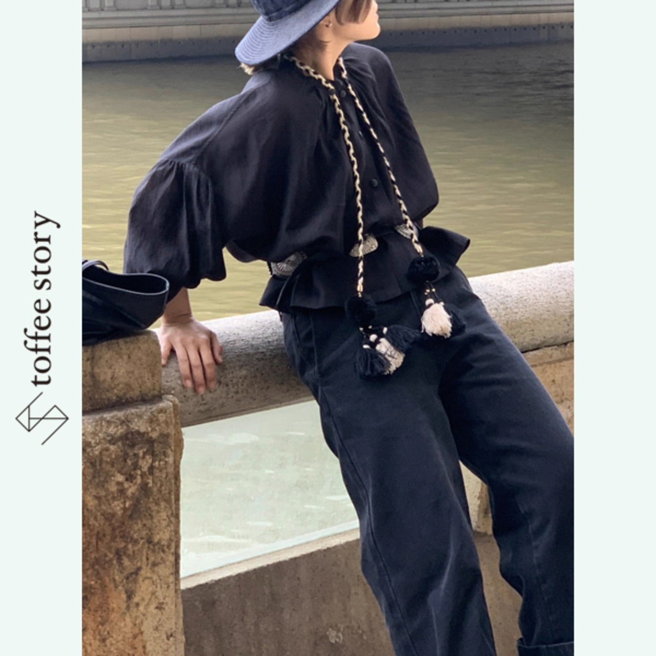 【2color】タッセル揺れる陽だまりのバルーンシャツ 《W0157》