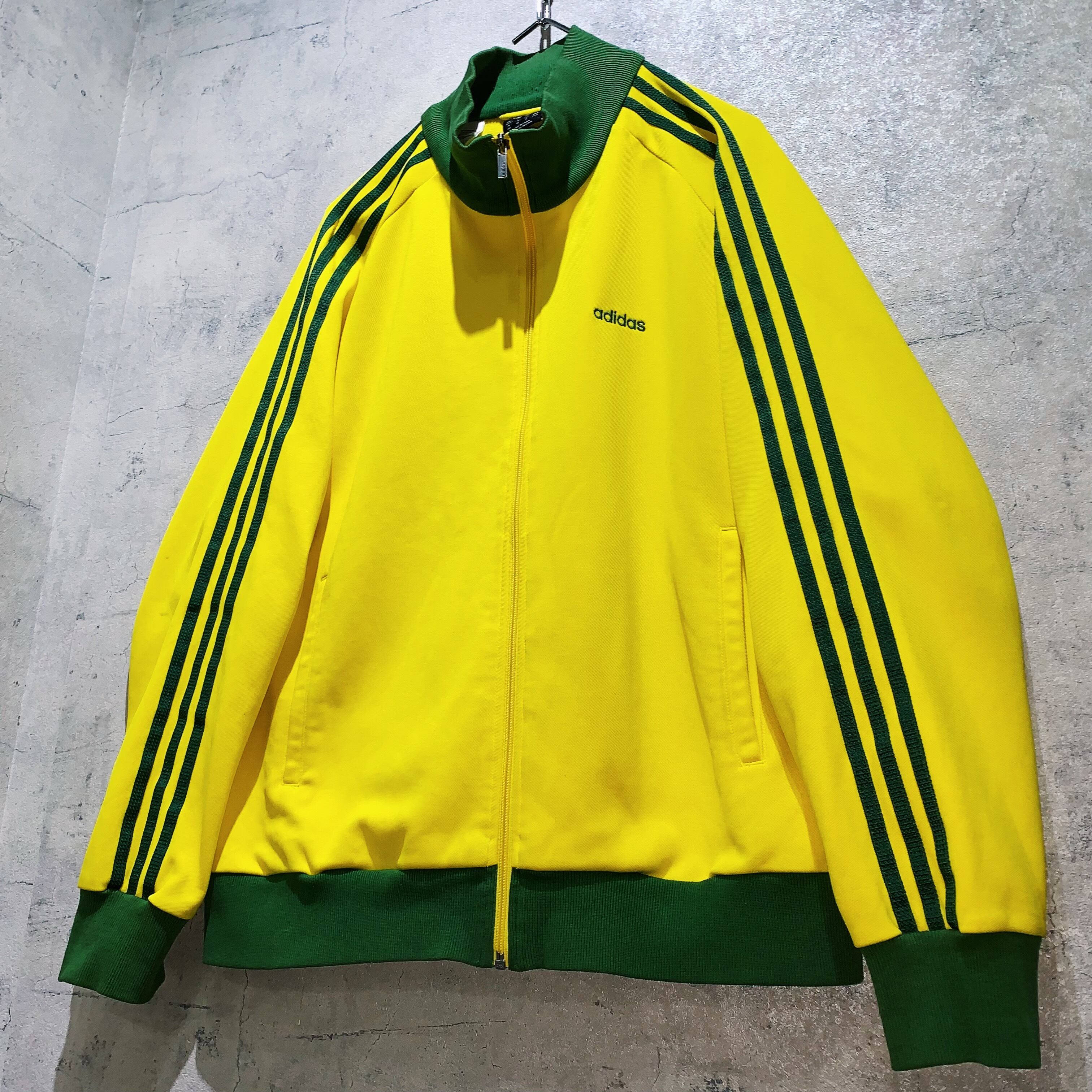 ADIDAS”yellow×green switching color rib stand neck track jacket | ayne