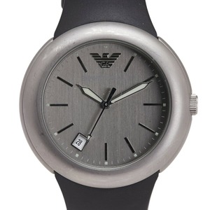 エンポリオ アルマーニ 腕時計 AR-0801 クオーツ シルバー文字盤 ステンレススチール ラバー メンズ Emporio Armani 【中古】