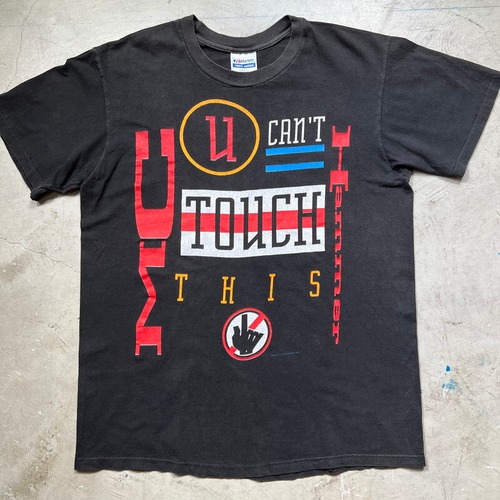 90's MC HAMMER ”U CAN'T TOUCH THIS WORLD TOUR 1990” ツアーTシャツ Hanes ブラック コピーライト入り Lサイズ USA製 希少 ヴィンテージ BA-1872 RM2291H