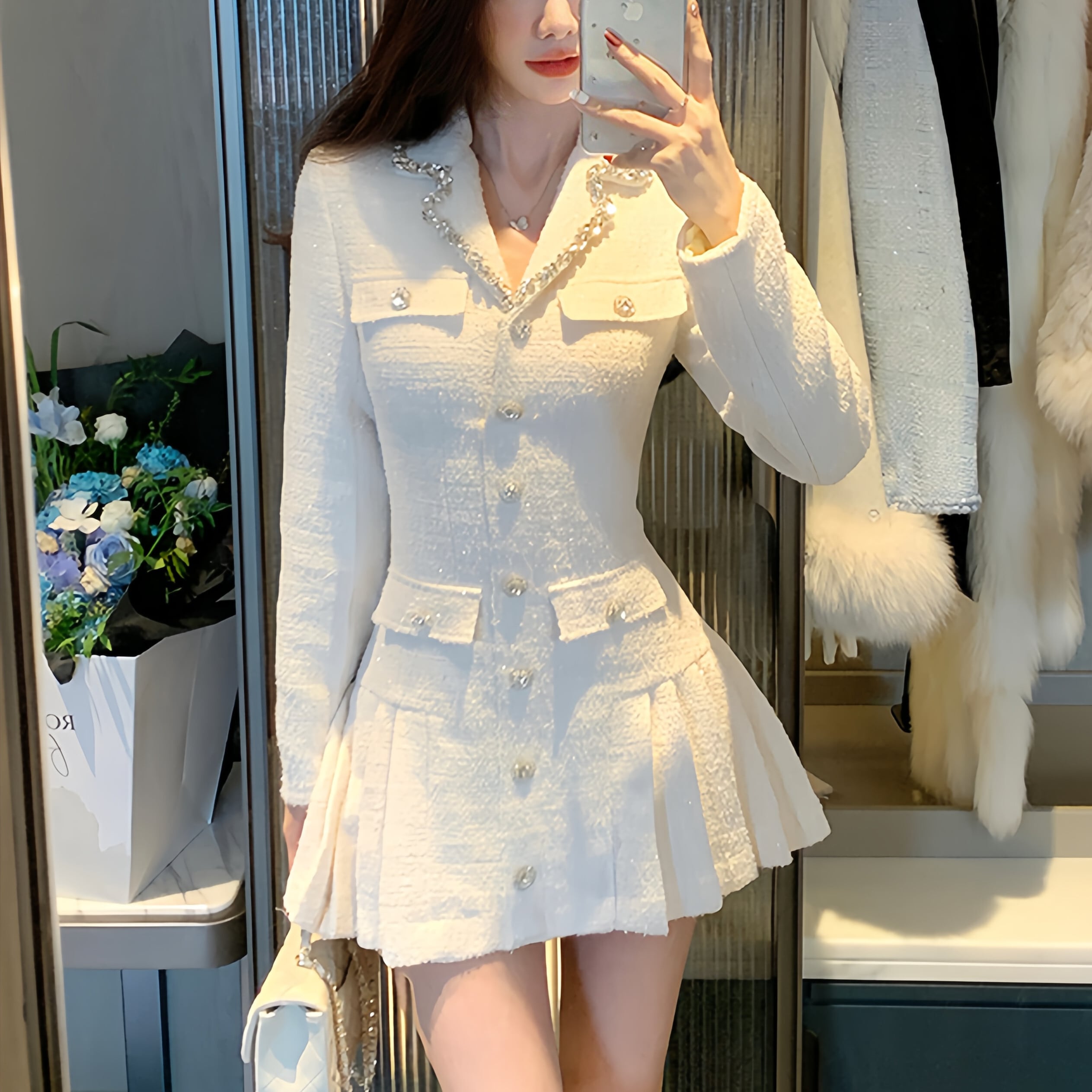 THE TOE アイボリー ミニワンピース THE TOE アイボリー ミニワンピース