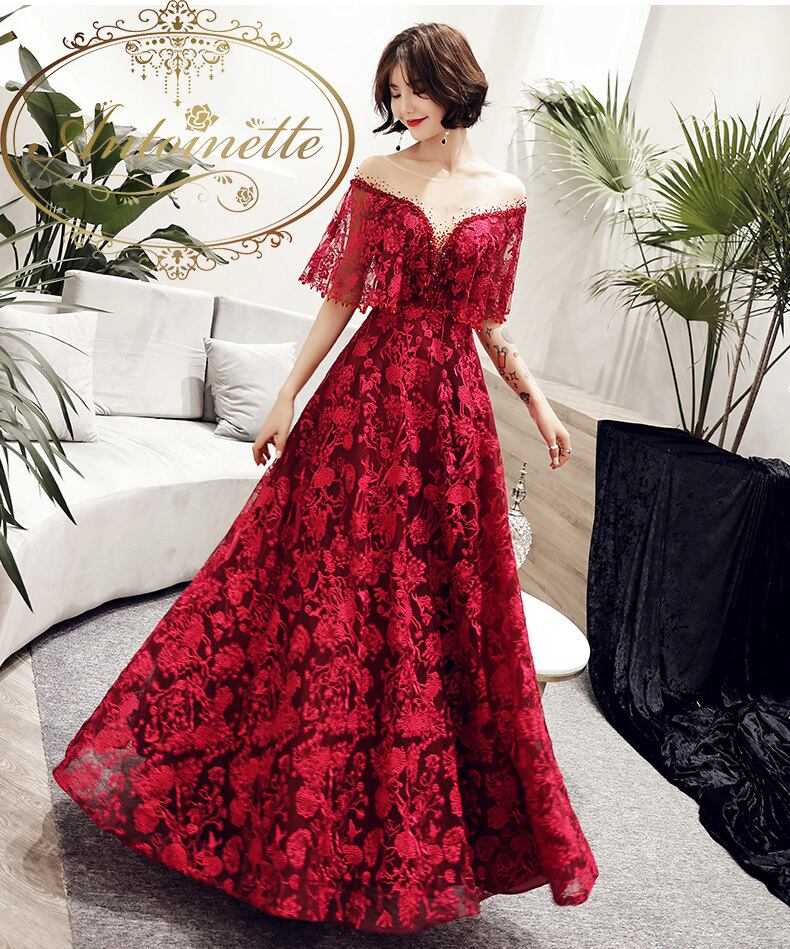 レディース 赤 ロング ドレス パーティー 二次会 お披露目 披露宴 カラードレス ウェディングドレス 可愛い 綺麗 花 刺繍 Antoinette レディース 赤 ロング ドレス パーティー 二次会 お披露目 披露宴 カラードレス ウェディングドレス 可愛い 綺麗 花 刺繍 Antoinette