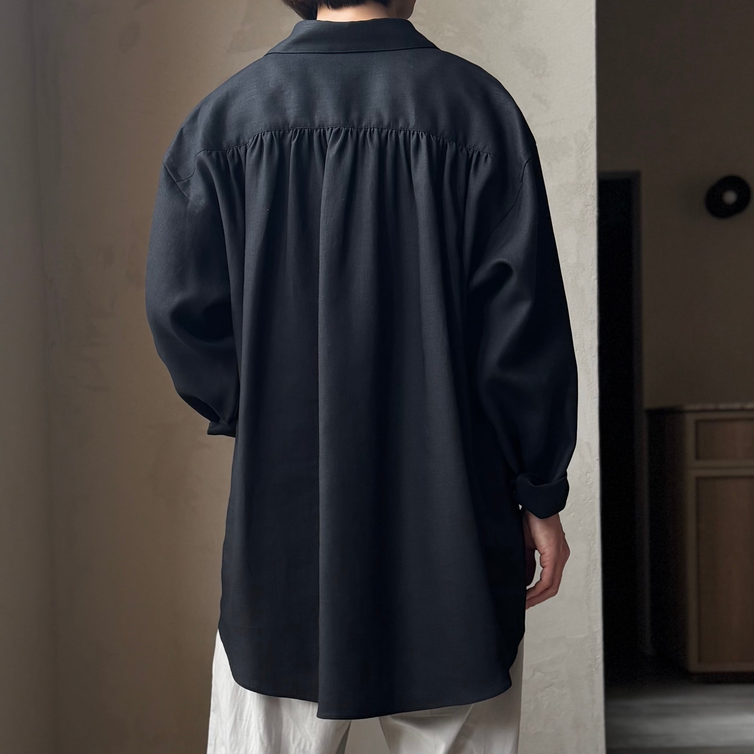 POSTELEGANT ｜Linen Gathered Pull-Over Shirt | HJ GALLERY