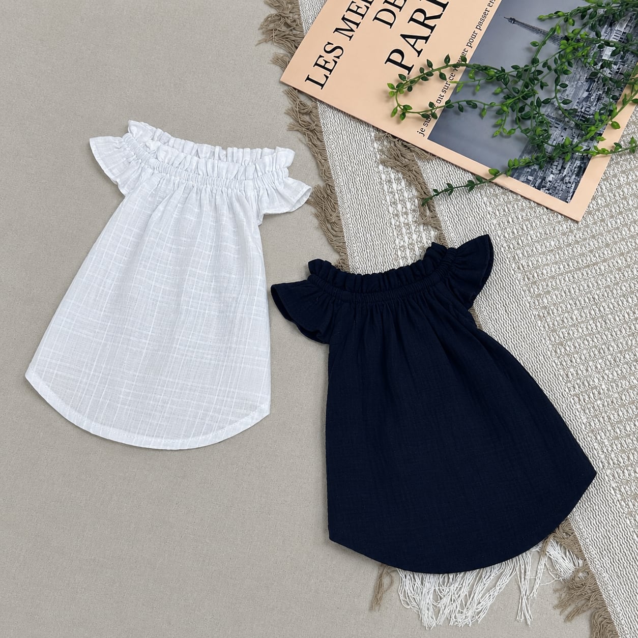 linen kelly sleeveless S ~ XL 2color / 犬服 春夏 涼しい ブラウス 無地 リンネン フリル トップス 袖なし 可愛い ドッグウェア シンプル 韓国 犬の服 top162