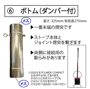 Mt.SUMI(マウント・スミ) Locomo 薪ストーブ 煙突 80mm ボトム ( ダンパー 付 ) コンパクト ヒーター