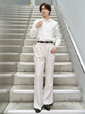 【ALUDE 】pleats pearl dressy shirt