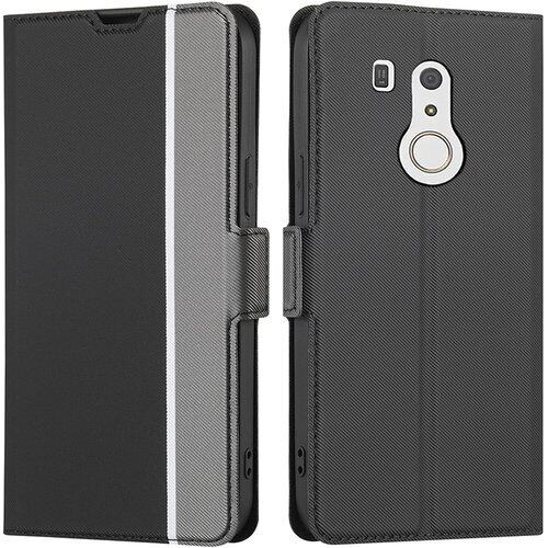 適用 arrows Be3 F-02L BZ02 ケース 手帳型 薄型ケース アローズ be3 スマホケース アローズbe3 f02l ケースカバー arrowsf02l 手帳ケース arrowsbe3 f 02l 携帯カバー arrowsbe3ケース BonwFzin 軽量 薄い 炭素繊維調 PU レザー マグネット 手帳 カードケース カード収納 スタンド 2色組合 グレー + ブラック 1816